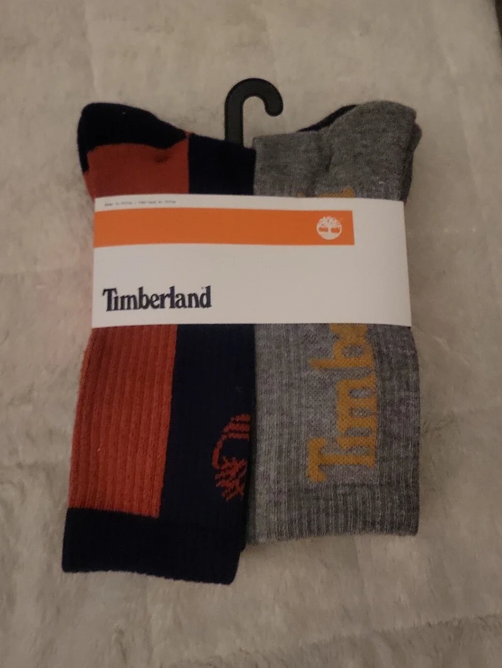 Timberland Men’s Performance 6-Pack Crew Socks — Orange, Navy & Gray Large 9-12